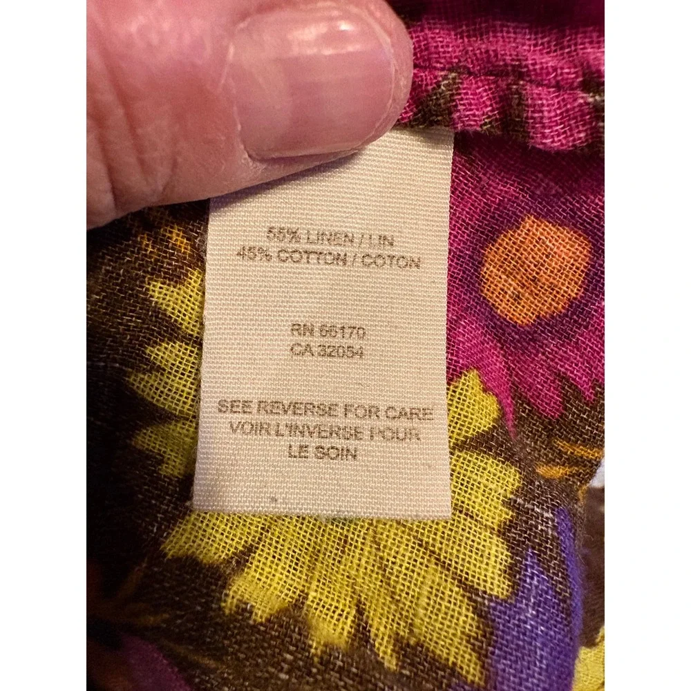 Free People Floral Halter Maxi Dress Brown Linen Blend O-Ring Open Back Size 6